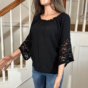 Black lace sleeve top